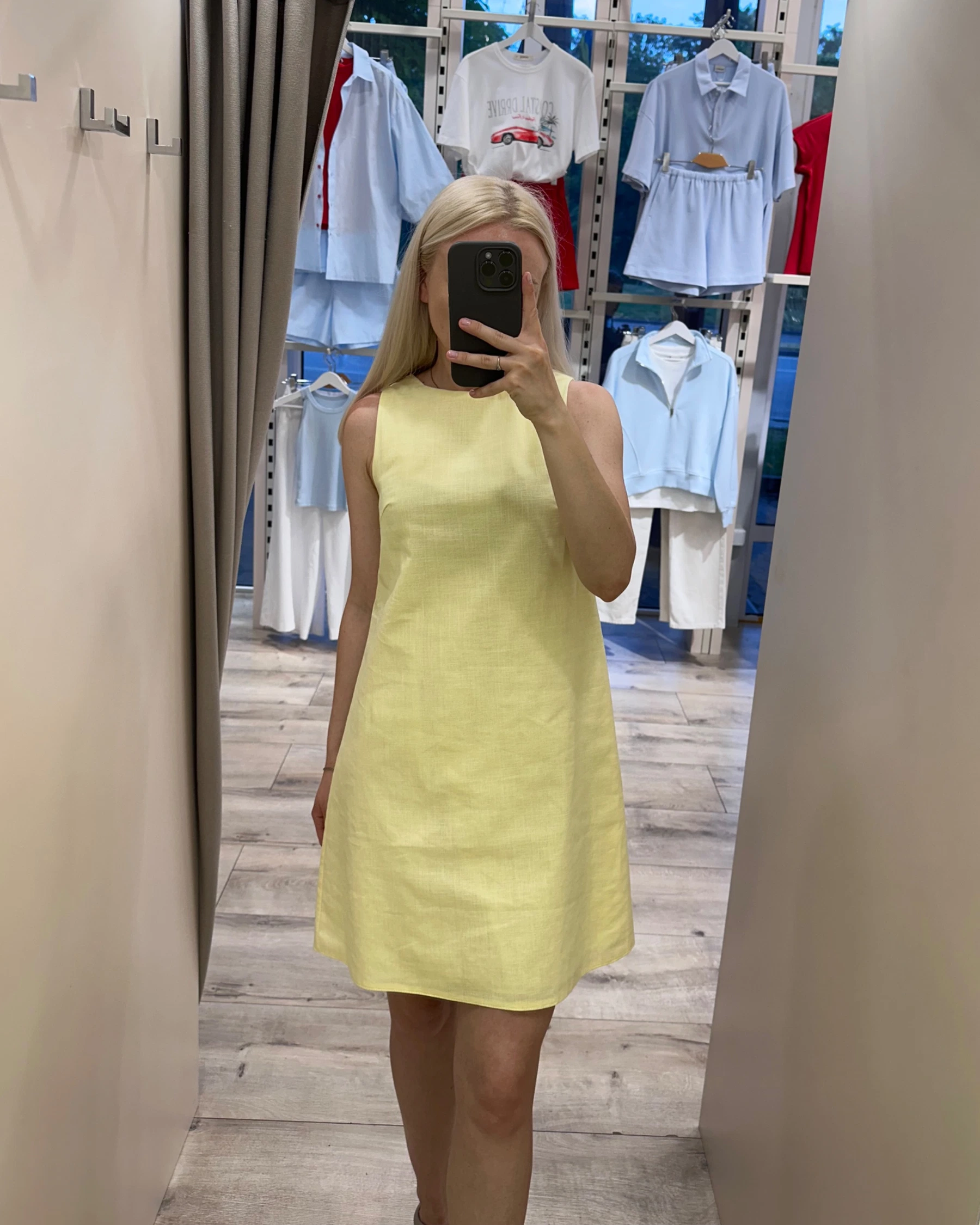 Лляна лимонна сукня з бавовною підкладкою