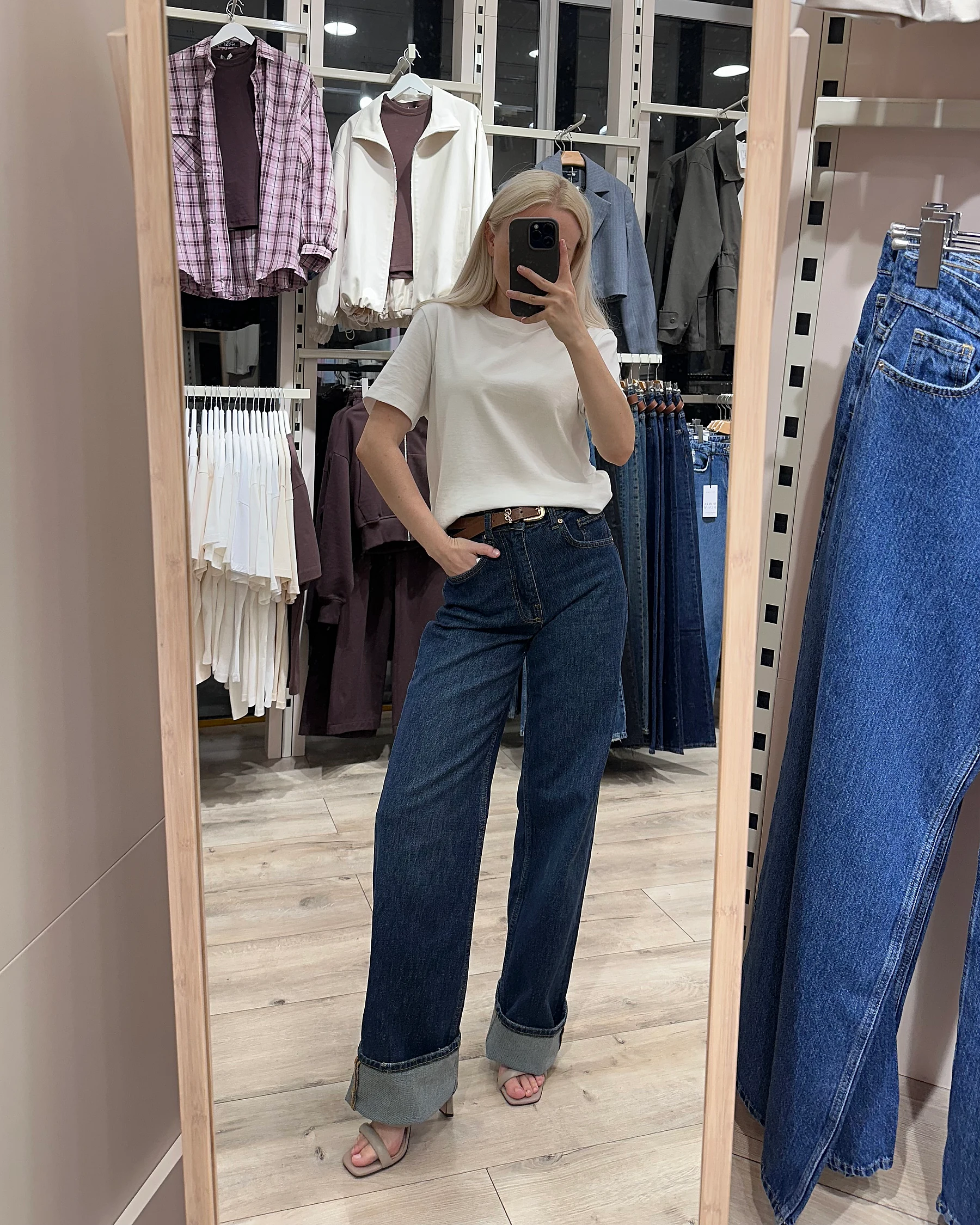 Стрейчеві джинси wide leg синього кольору - зображення 2