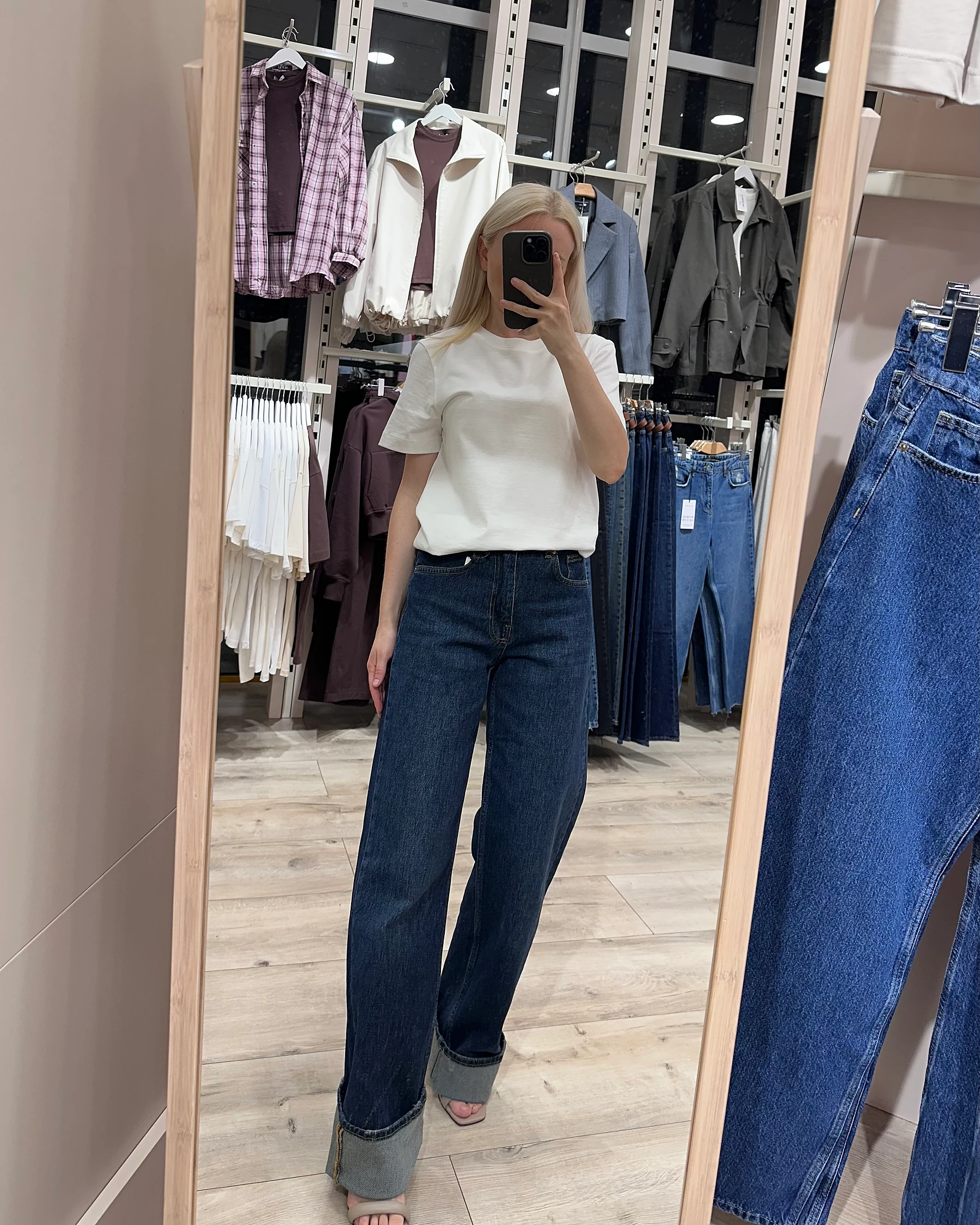 Стрейчеві джинси wide leg синього кольору - зображення 5