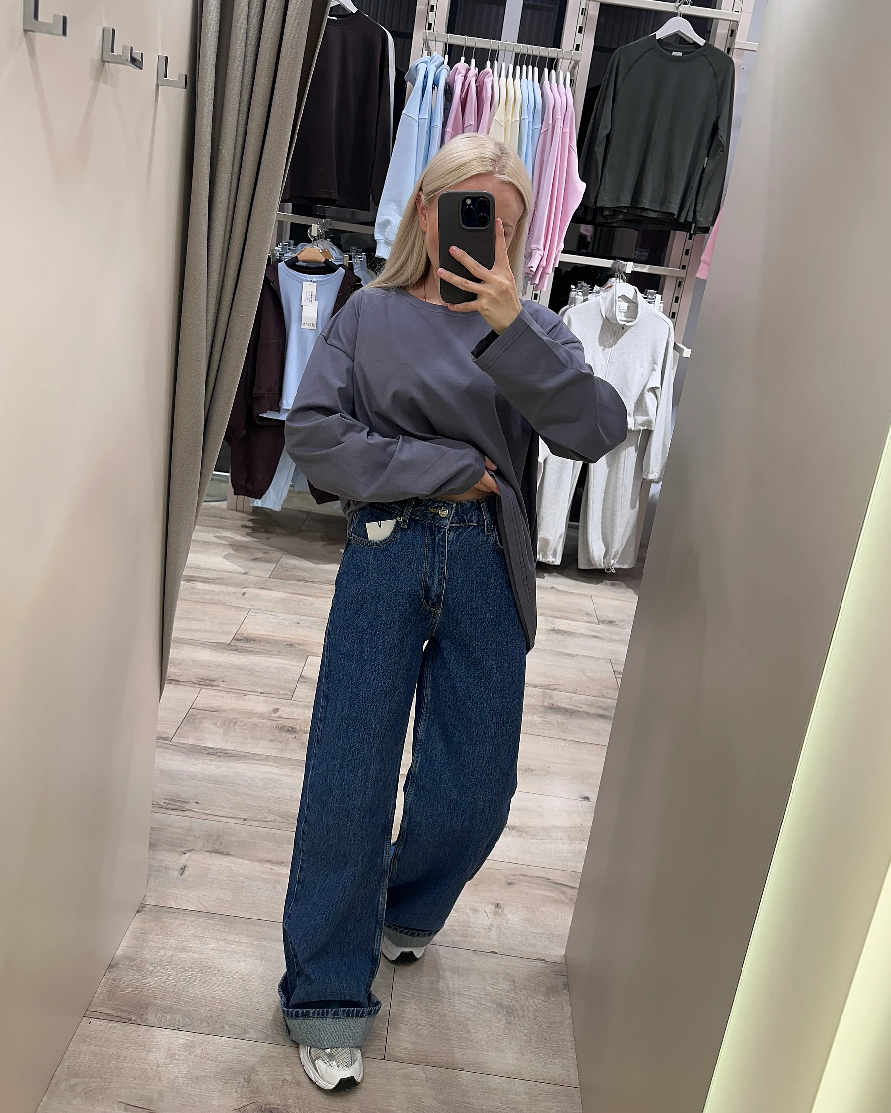 Джинси wide leg темно-синього кольору - зображення 5