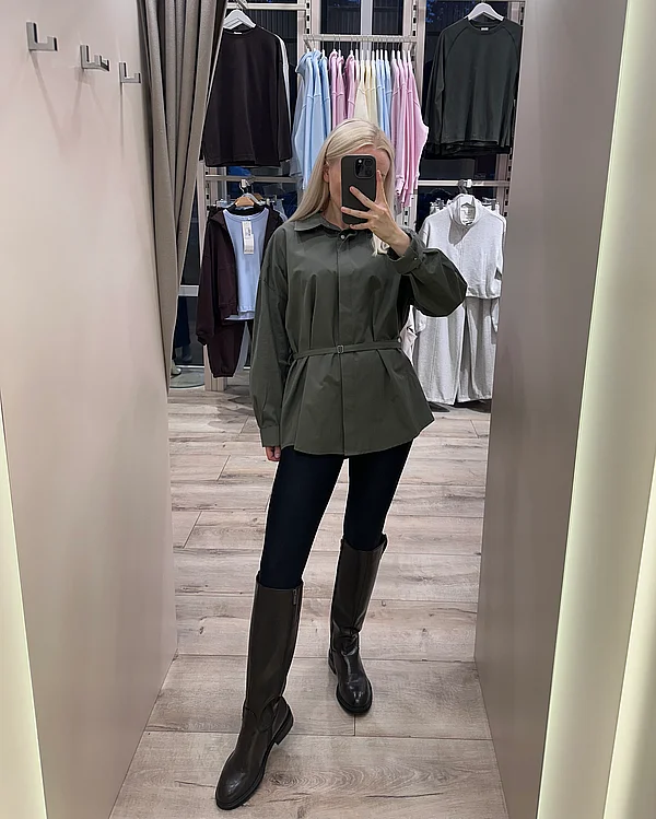 Сорочка з поясом кольору хакі