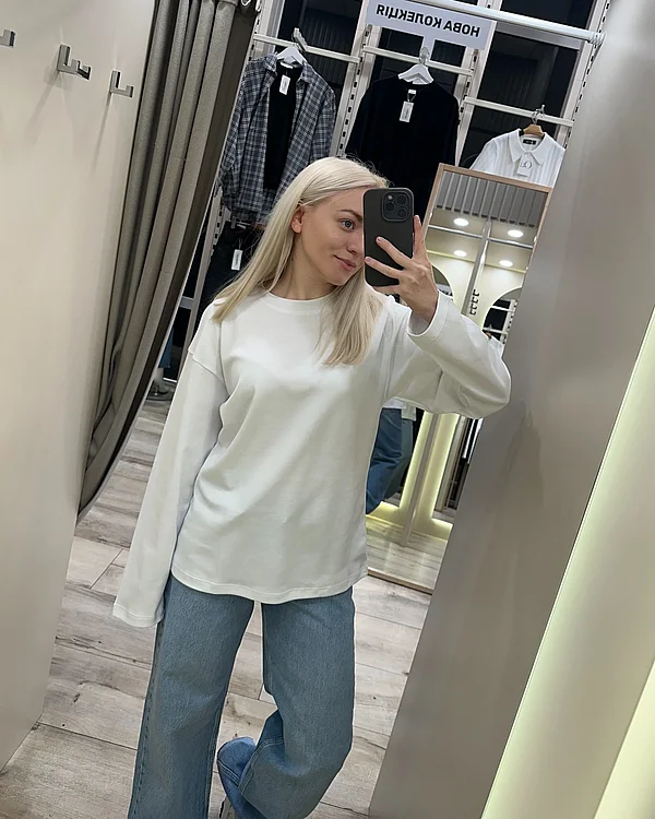 Білий базовий лонгслів