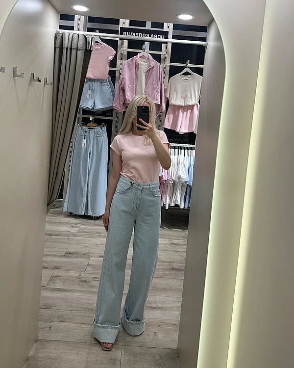 Джинси wide leg  в блакитному кольорі